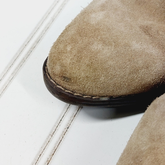 White Mountain Havana Taupe Tan Suede Leather Side Fringe Ankle Boots E990 - Picture 11 of 12